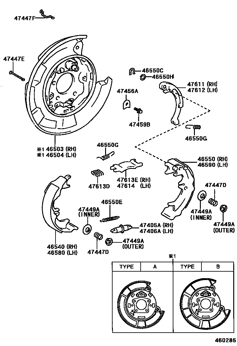 Toyota CAMRY Parking Brake & Cable EPC diagram — 460285