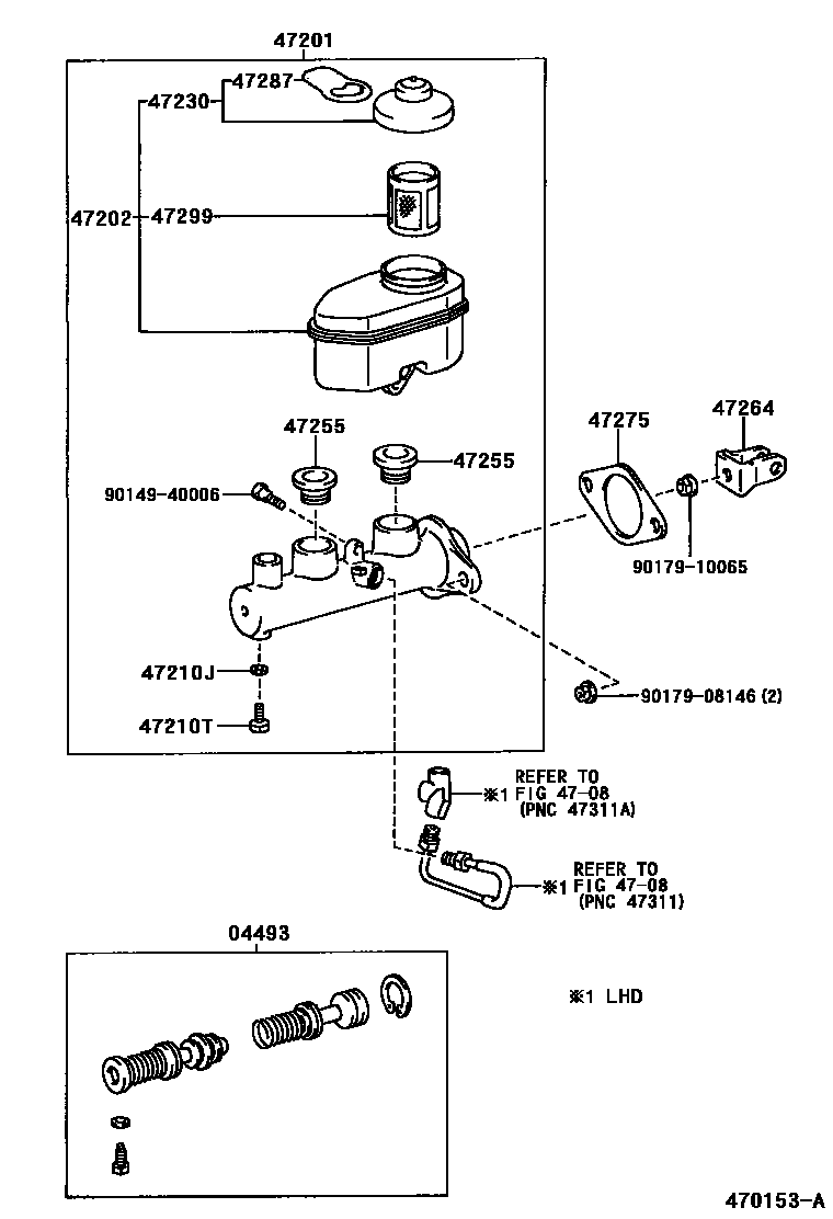 Toyota CAMRY 制动总泵 EPC diagram — 470153A