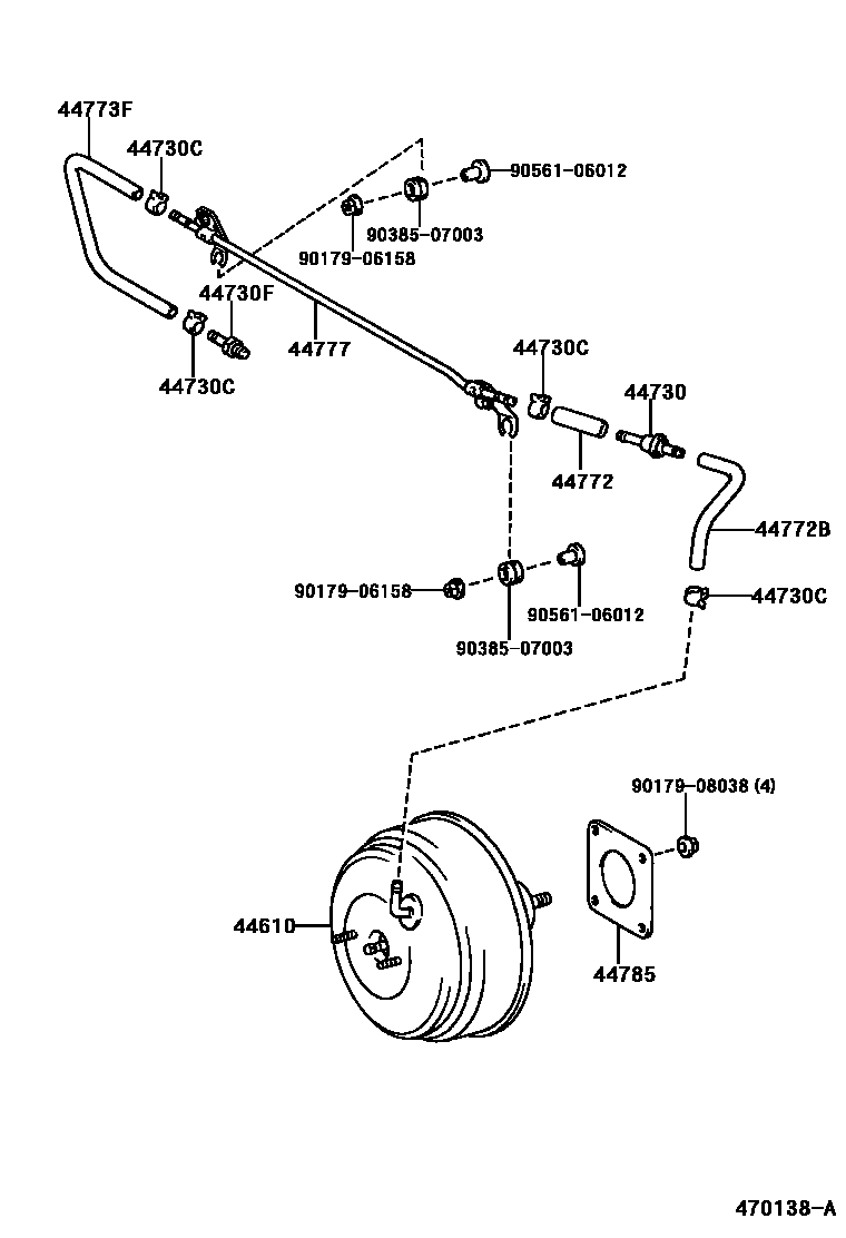 Toyota CAMRY 制动助力器和真空管 EPC diagram — 470138A