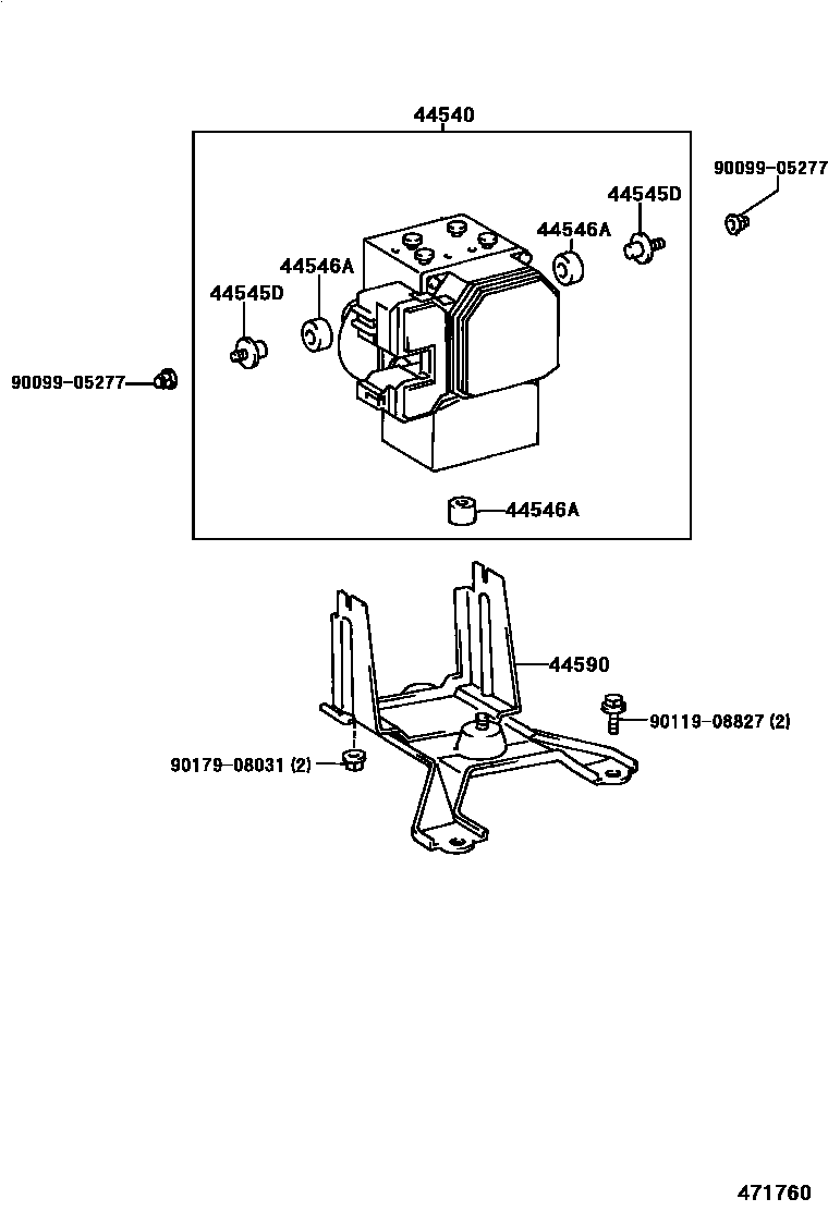 Toyota CAMRY 制动配管和卡箍 EPC diagram — 471760