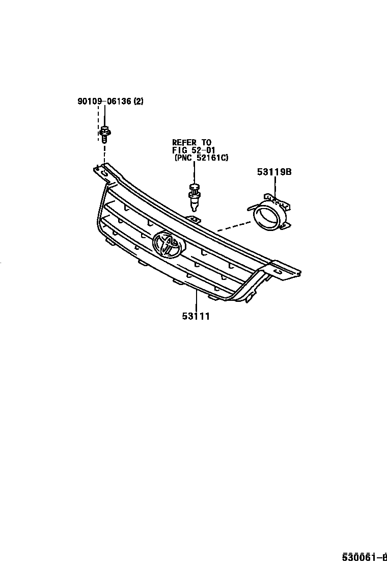Toyota CAMRY radiator grille EPC diagram — 530061B