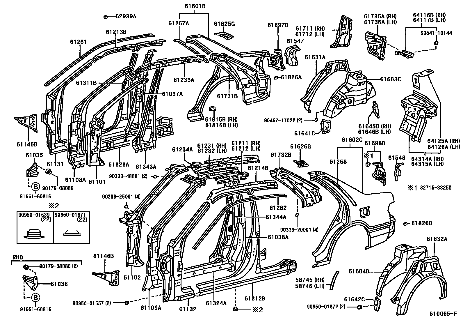 Toyota CAMRY 侧梁 EPC diagram — 610065F
