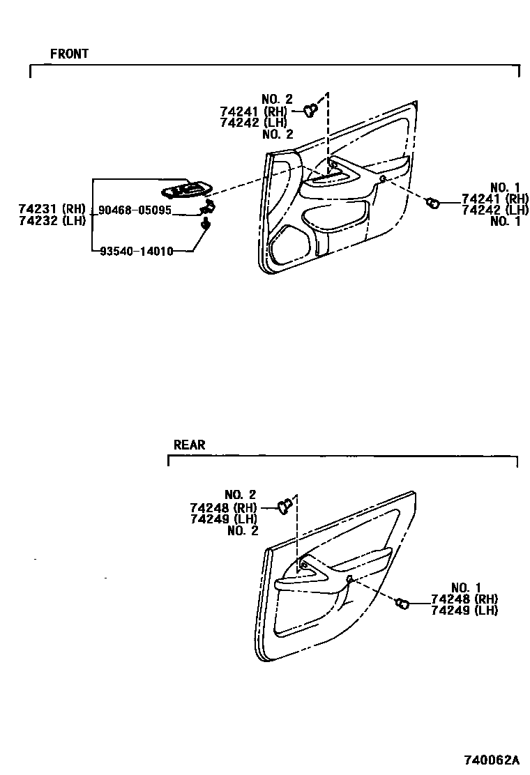 Toyota CAMRY 扶手和遮阳板 EPC diagram — 740062A
