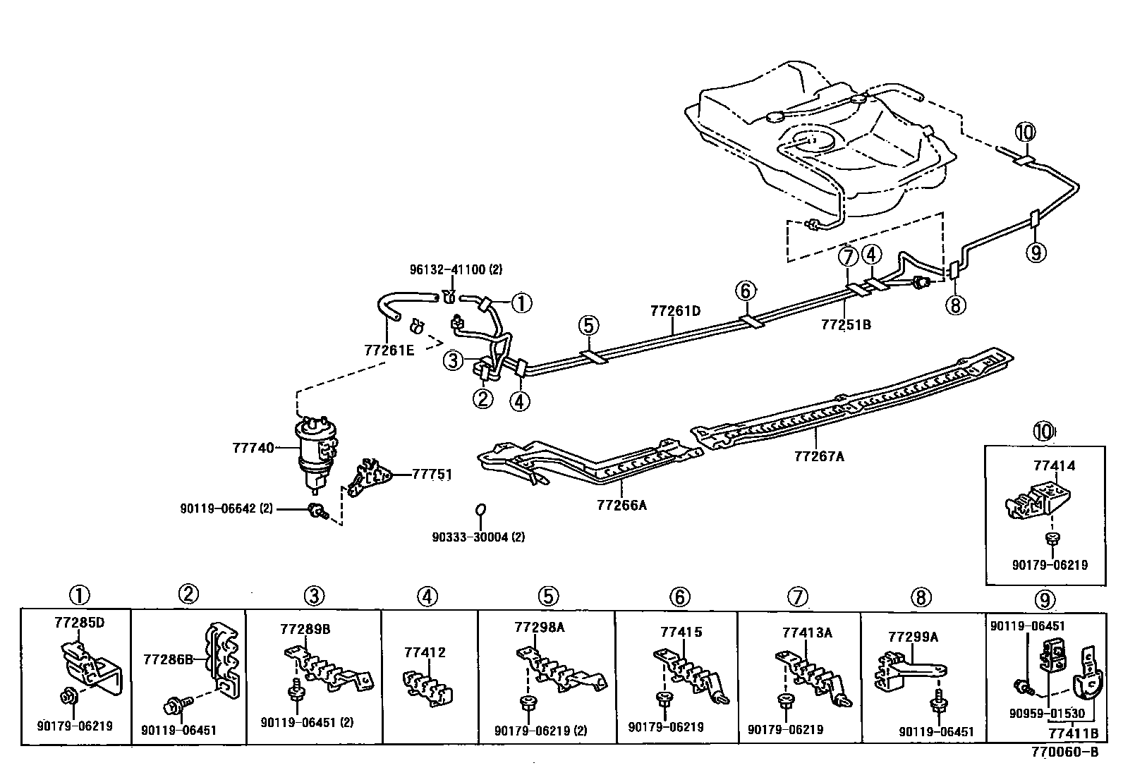 Toyota CAMRY 燃油箱和燃油管 EPC diagram — 770060B