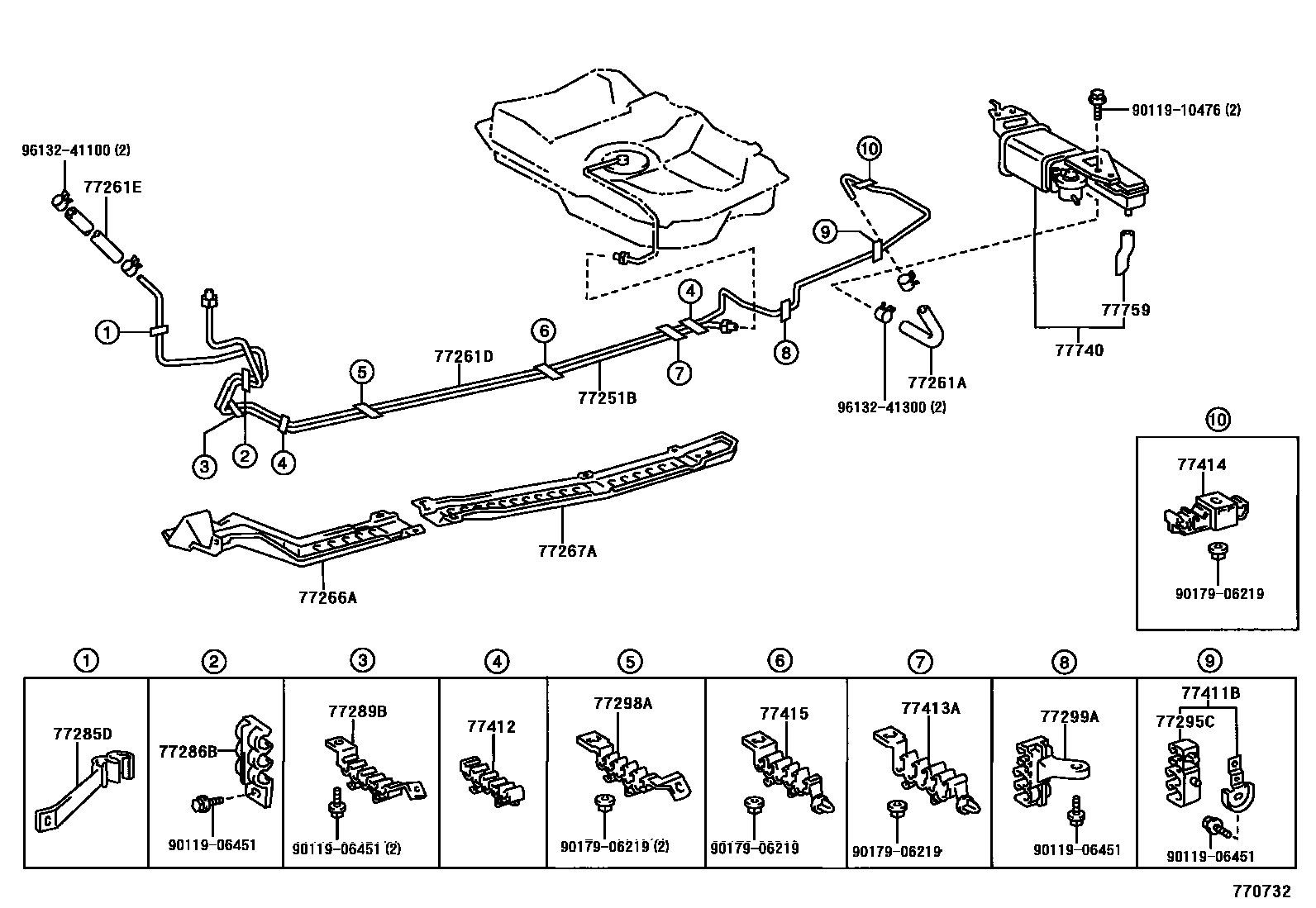 Toyota CAMRY 燃油箱和燃油管 EPC diagram — 770732