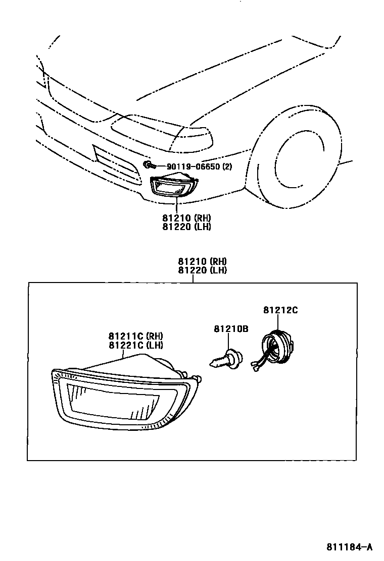 Toyota CAMRY Fog Lamp EPC diagram — 811184A