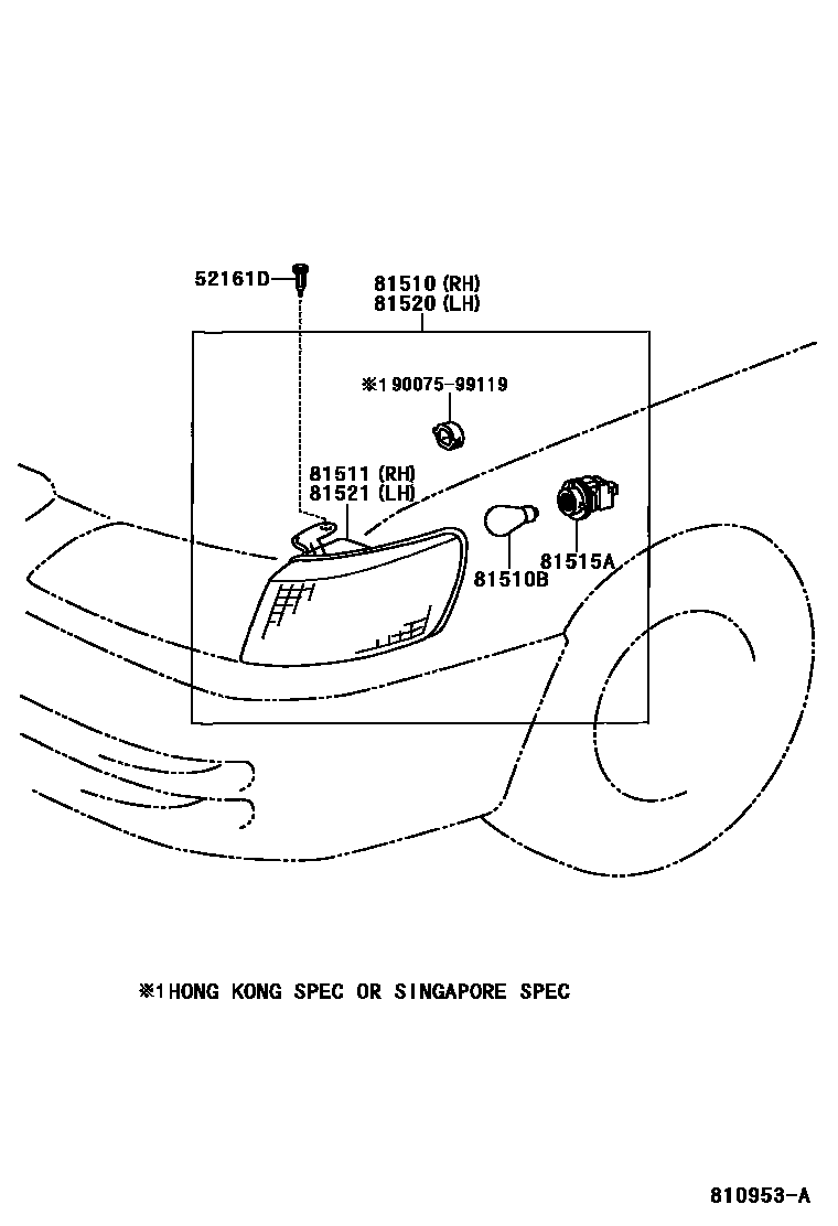 Toyota CAMRY 前转向灯 EPC diagram — 810953A