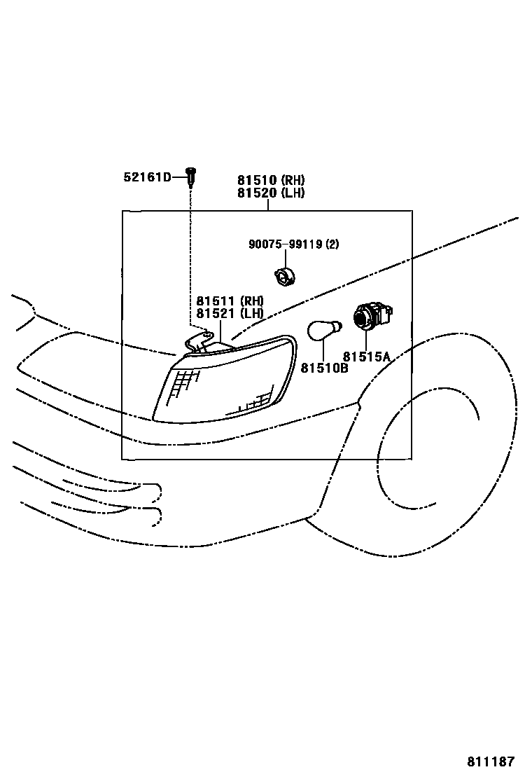 Toyota CAMRY 前转向灯 EPC diagram — 811187