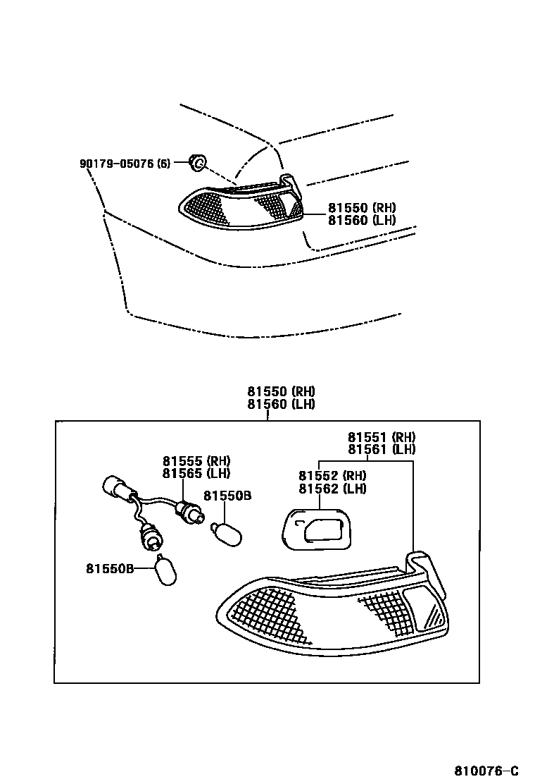 Toyota CAMRY 后组合灯 EPC diagram — 810076C