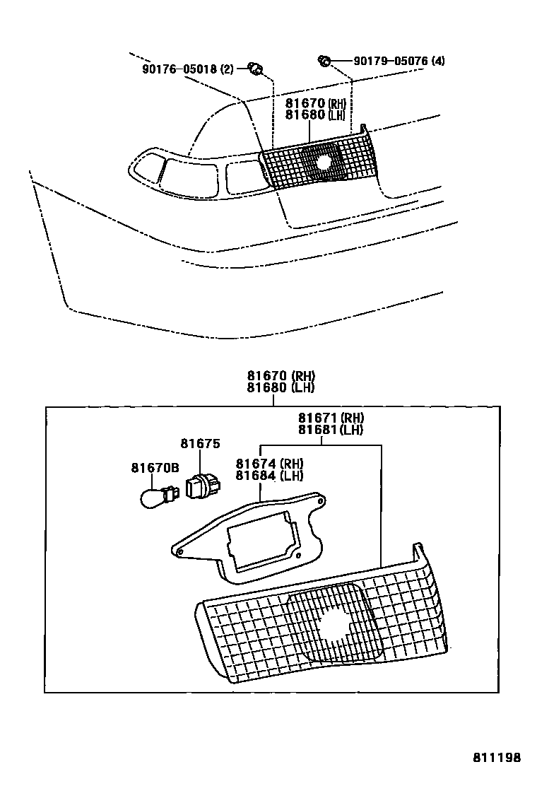 Toyota CAMRY 倒车灯 EPC diagram — 811198