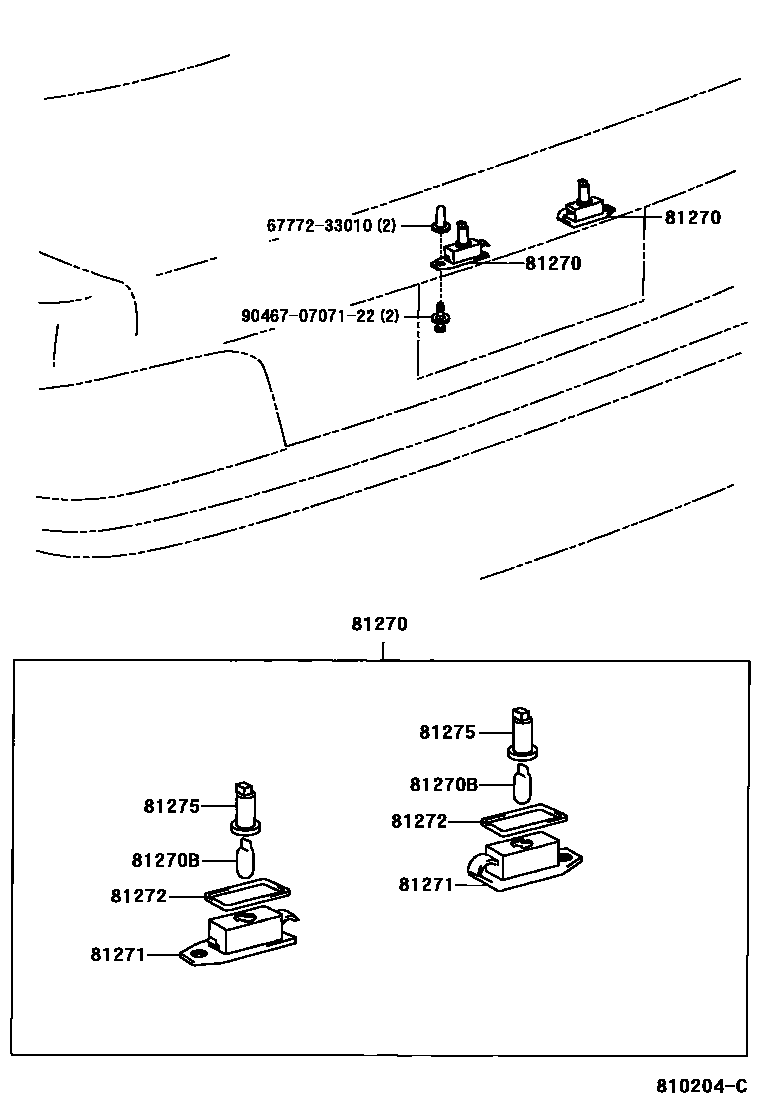 Toyota CAMRY 后牌照灯 EPC diagram — 810204C
