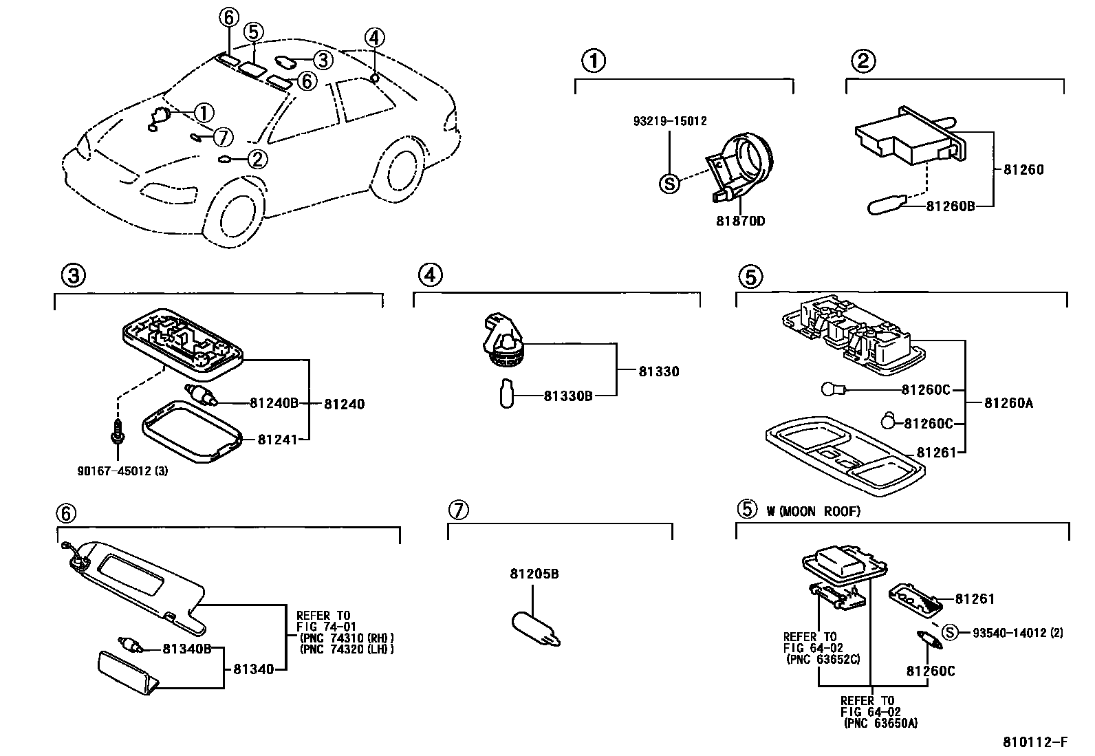 Toyota CAMRY 车内灯 EPC diagram — 810112F