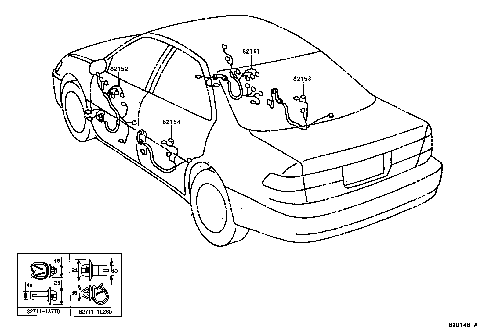 Toyota CAMRY 线束和卡夹 EPC diagram — 820146A