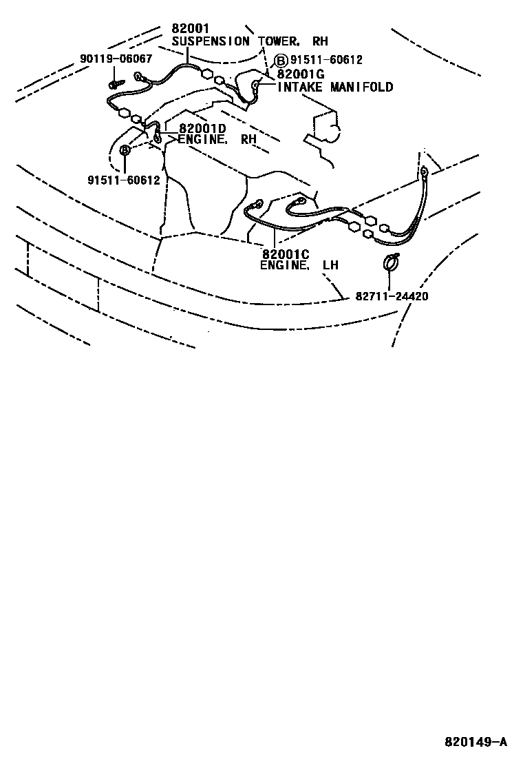 Toyota CAMRY 线束和卡夹 EPC diagram — 820149A