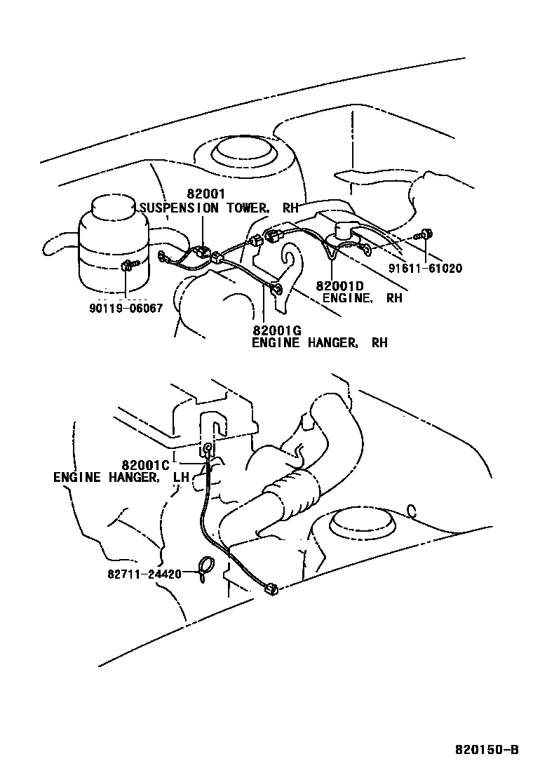 Toyota CAMRY 线束和卡夹 EPC diagram — 820150B
