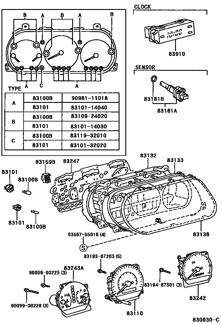 Toyota CAMRY 仪表 EPC diagram — 830030C