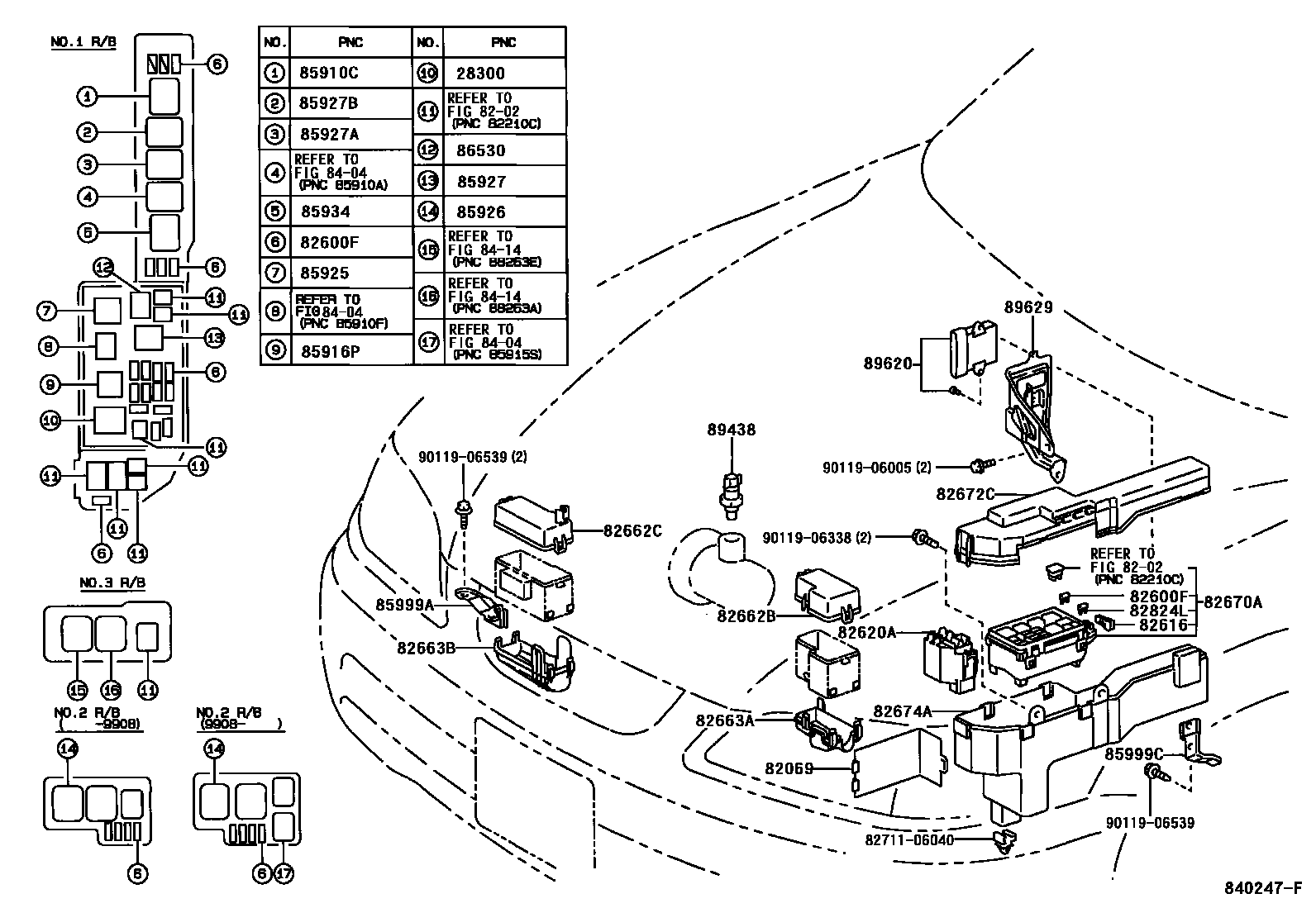 Toyota CAMRY 开关和继电器和ECU EPC diagram — 840247F