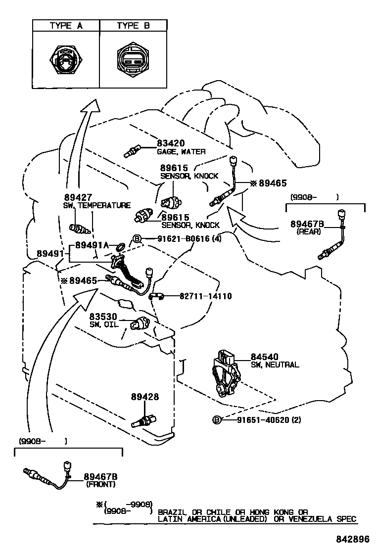 Toyota CAMRY 开关和继电器和ECU EPC diagram — 842896