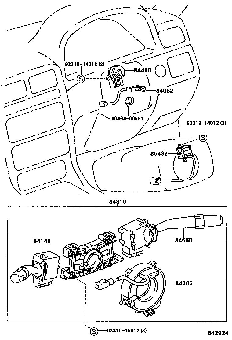 Toyota CAMRY 开关和继电器和ECU EPC diagram — 842924