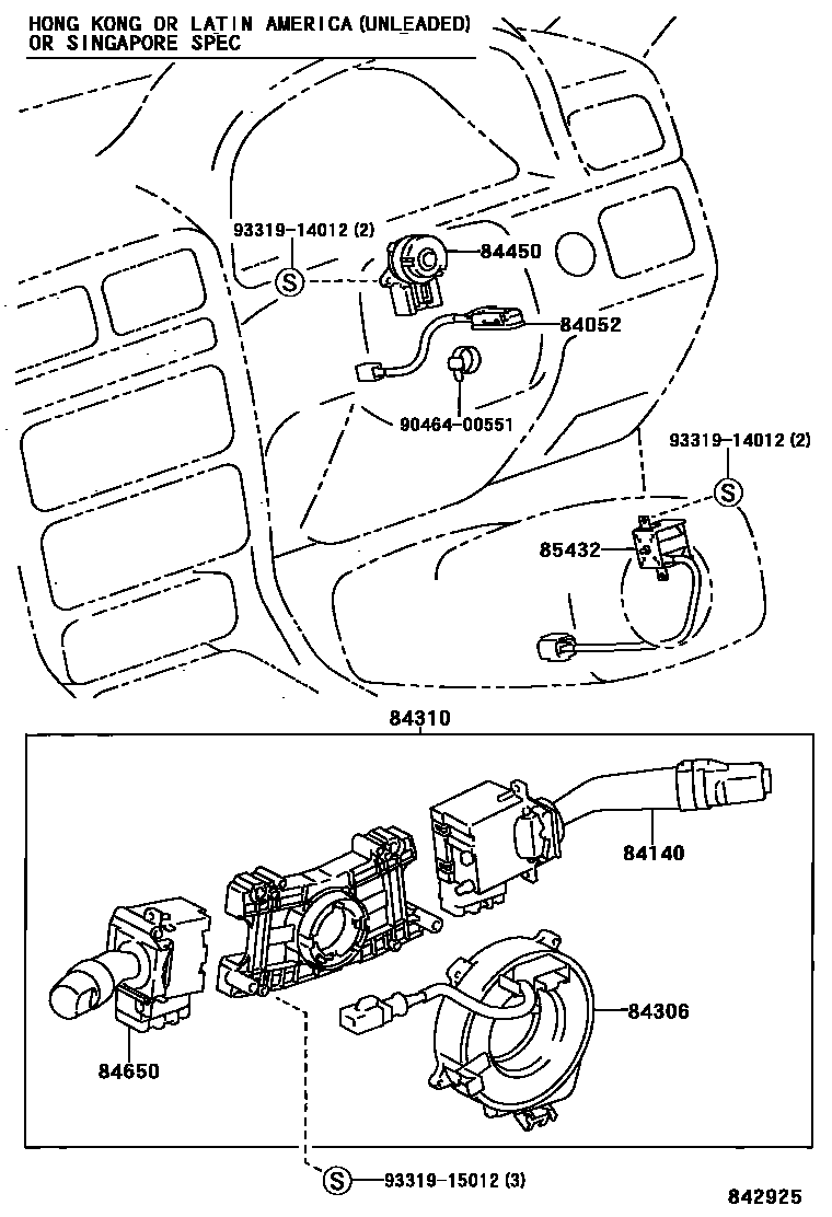 Toyota CAMRY 开关和继电器和ECU EPC diagram — 842925
