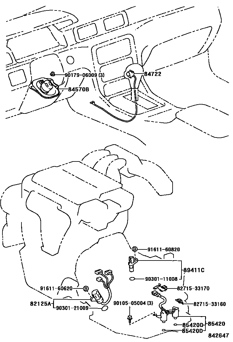 Toyota CAMRY 超速档和电子控制变速器 EPC diagram — 842647