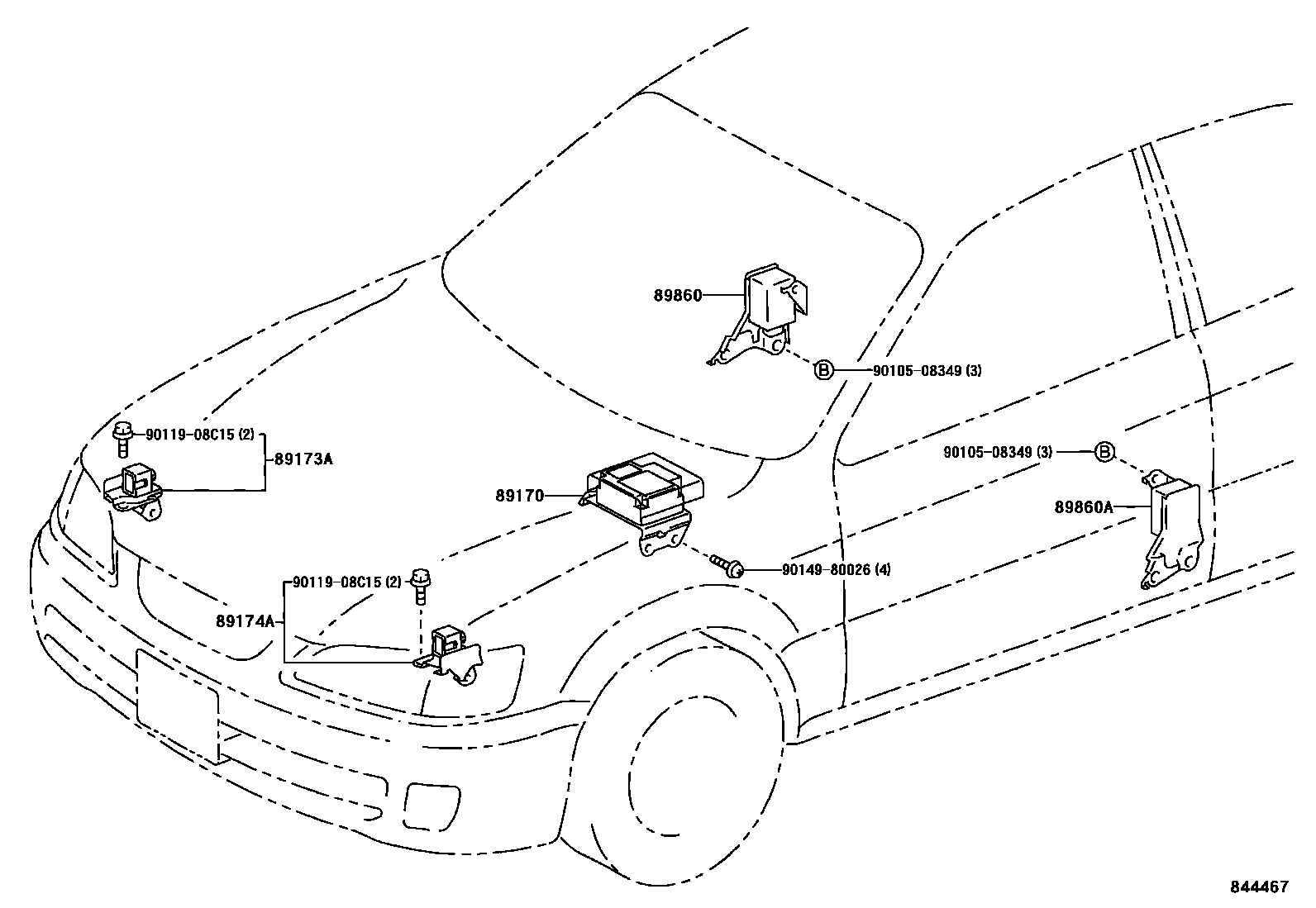 Toyota CAMRY 空气囊 EPC diagram — 844467
