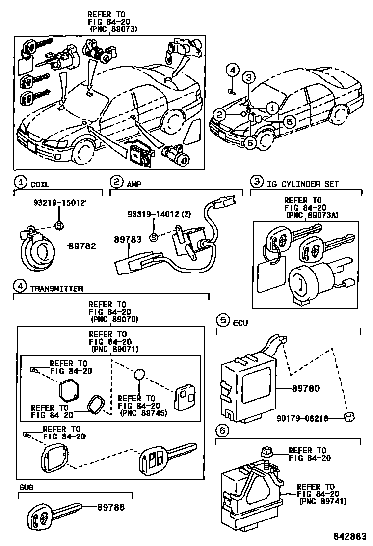 Toyota CAMRY 防盗装置 EPC diagram — 842883