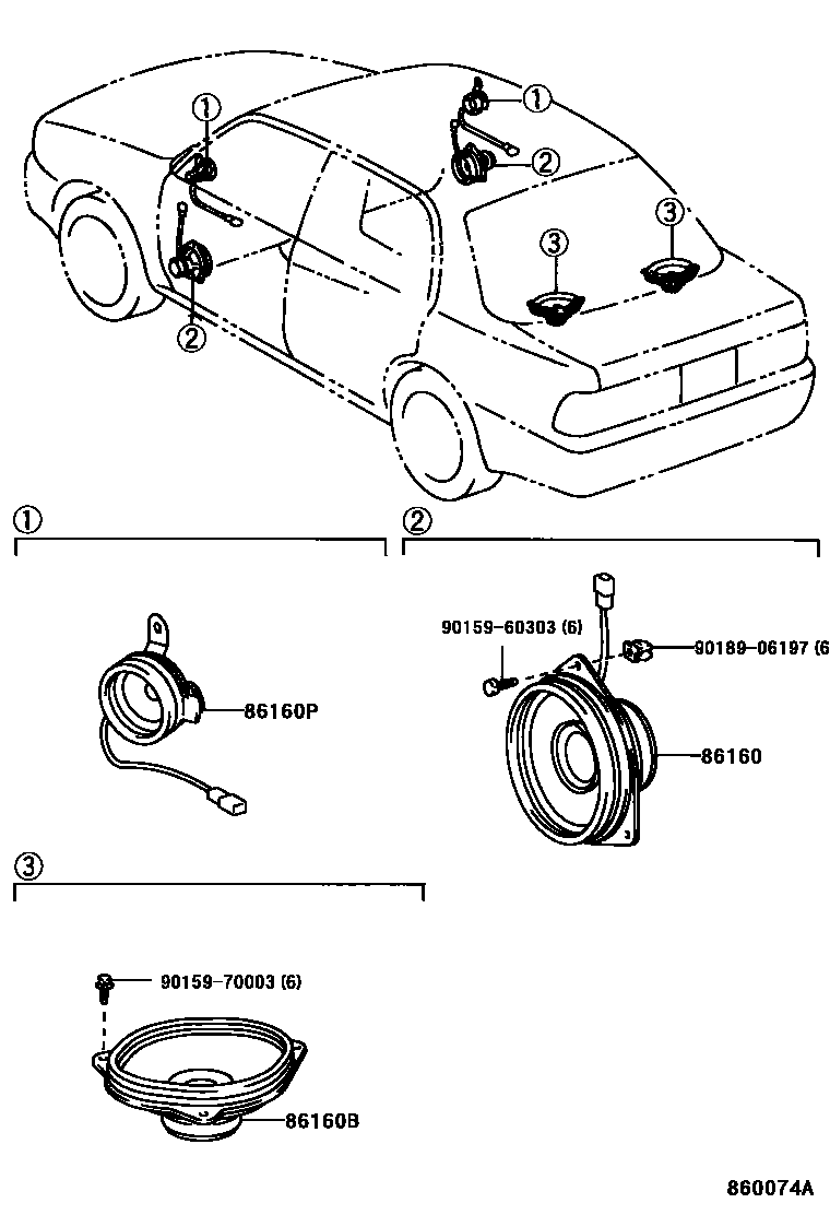 Toyota CAMRY 扬声器 EPC diagram — 860074A