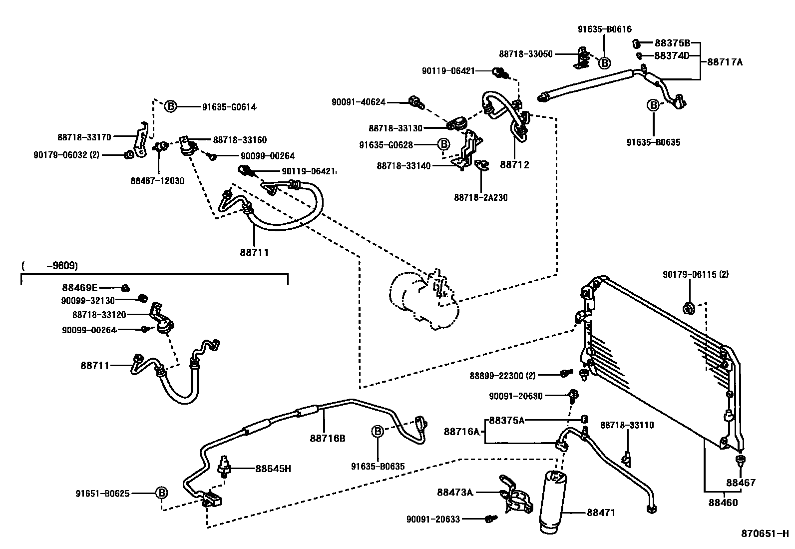 Toyota CAMRY Heating & Air Conditioning - Cooler Piping EPC diagram — 870651H