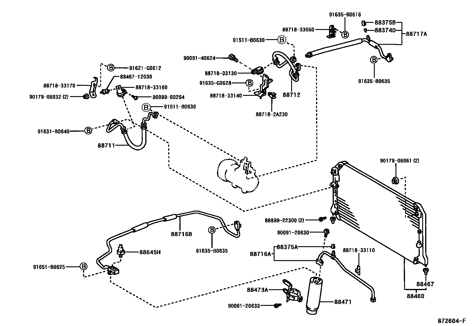 Toyota CAMRY Heating & Air Conditioning - Cooler Piping EPC diagram — 872604F