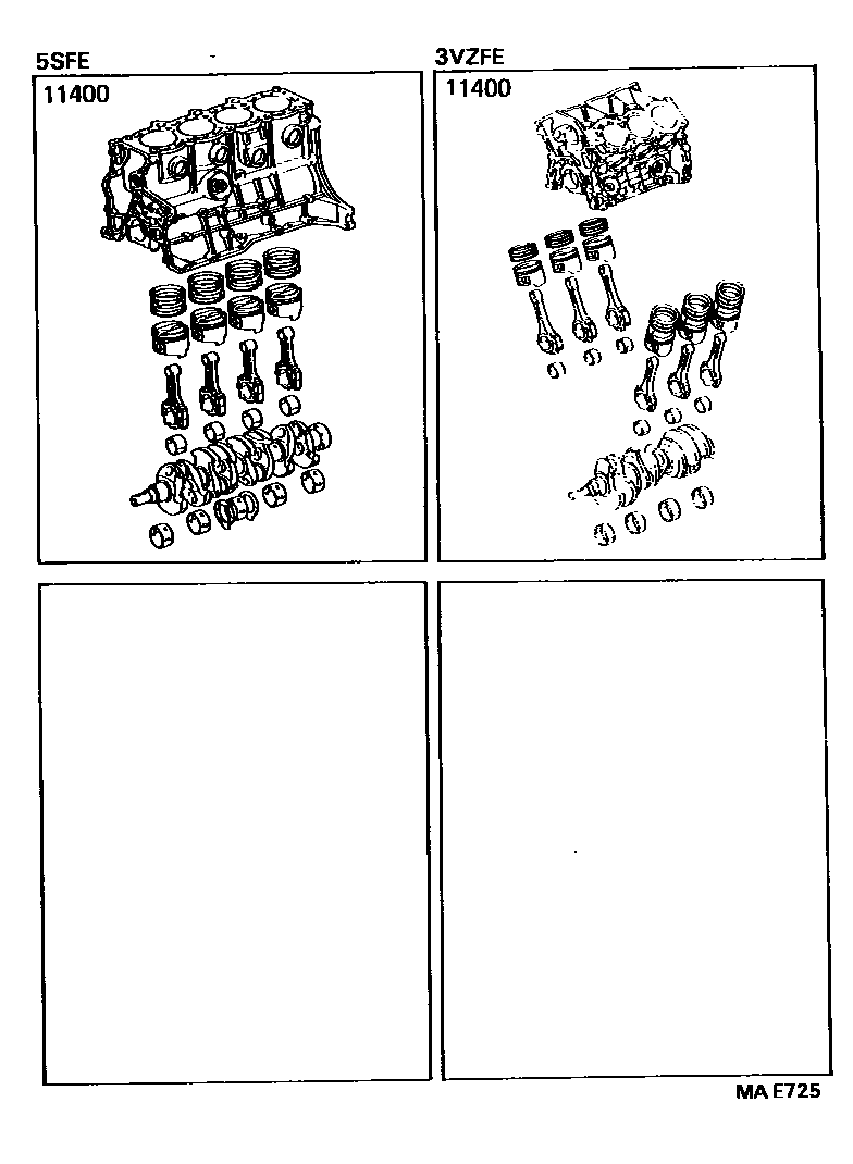 Toyota CAMRY Short Block Assembly EPC diagram — MAE725