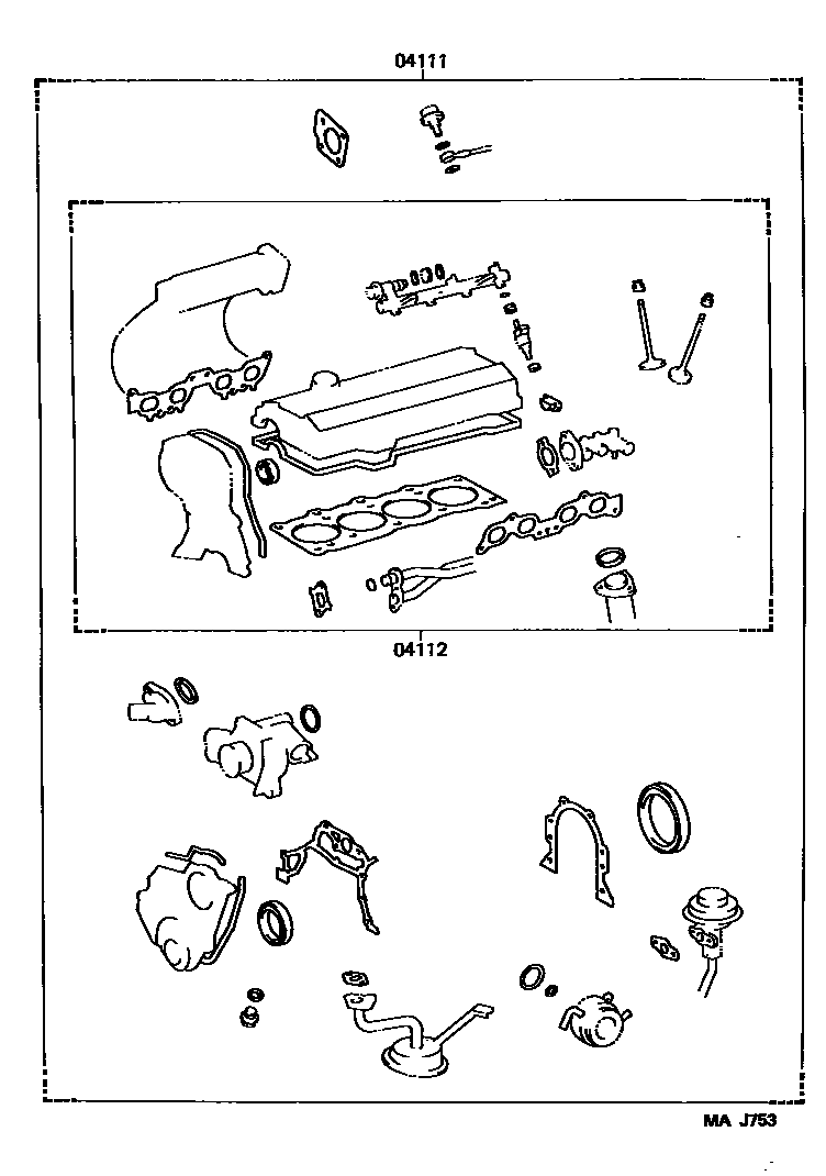 Toyota CAMRY Engine Overhaul Gasket Kit EPC diagram — MAJ753