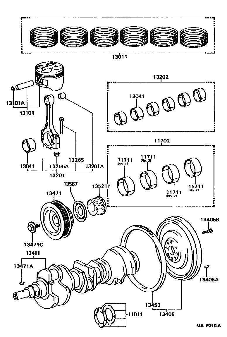 Toyota CAMRY Crankshaft & Piston EPC diagram — MAF210A