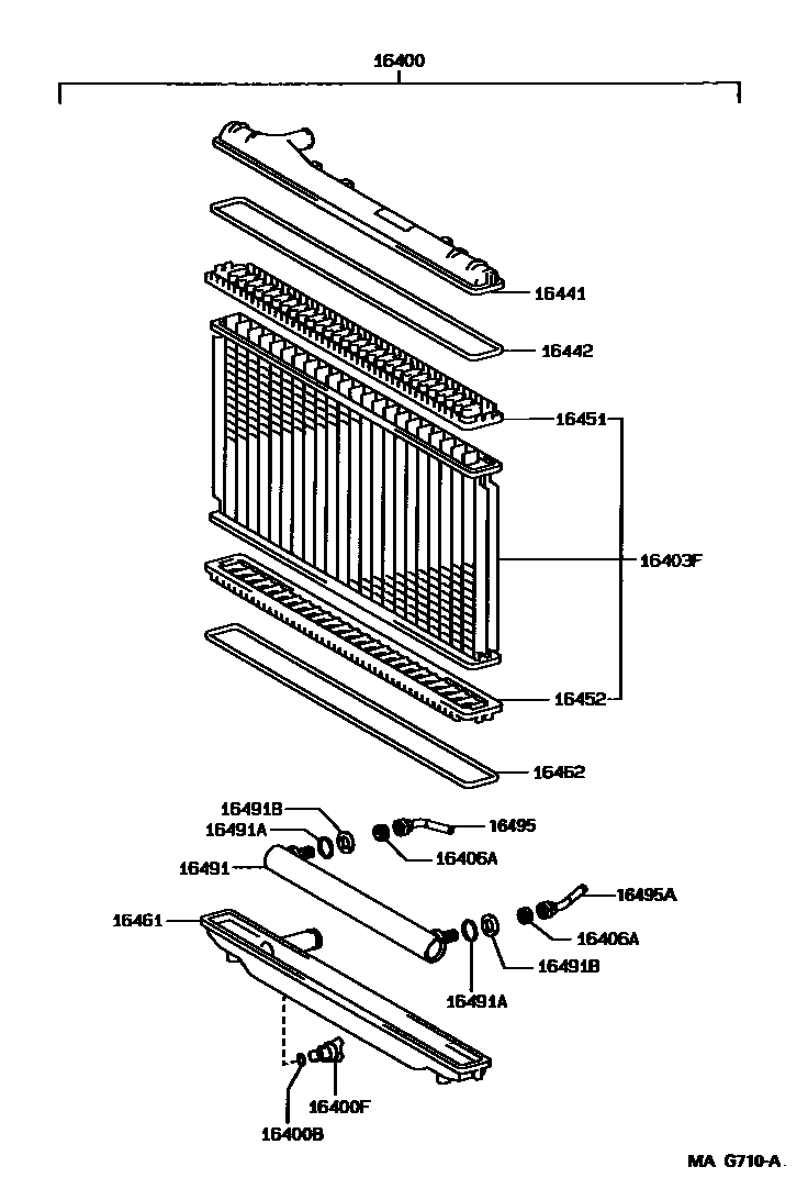 Toyota CAMRY RADIATOR & WATER OUTLET EPC diagram — MAG710A