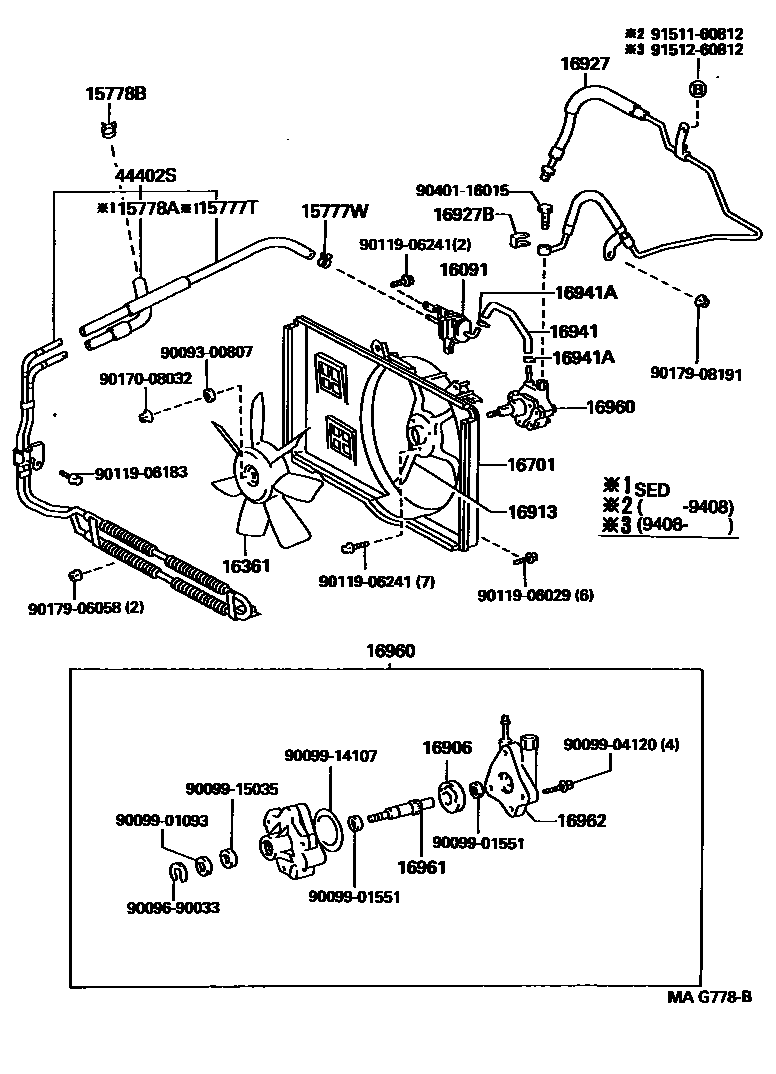 Toyota CAMRY RADIATOR & WATER OUTLET EPC diagram — MAG778B