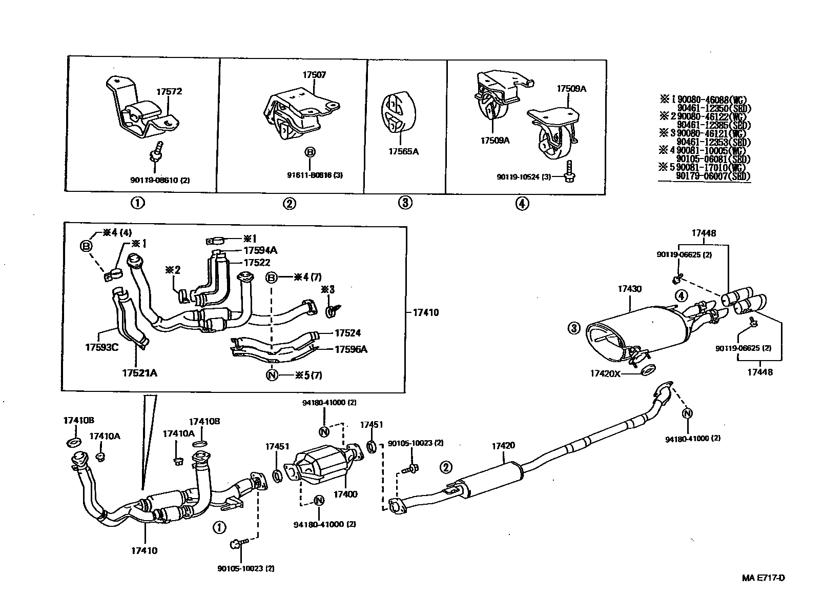 Toyota CAMRY Exhaust Pipe EPC diagram — MAE717D