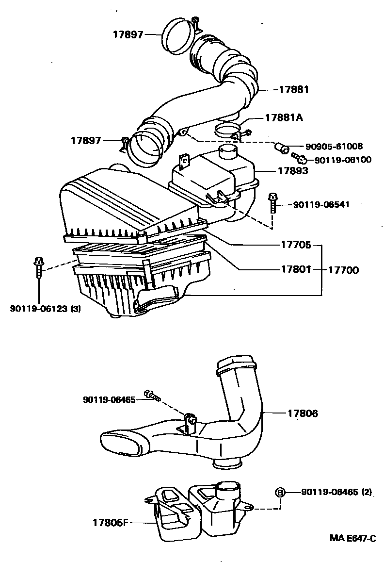 Toyota CAMRY Air Cleaner EPC diagram — MAE647C