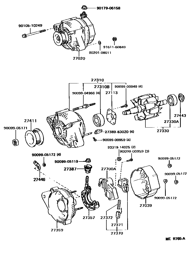 Toyota CAMRY Alternator EPC diagram — MER765A