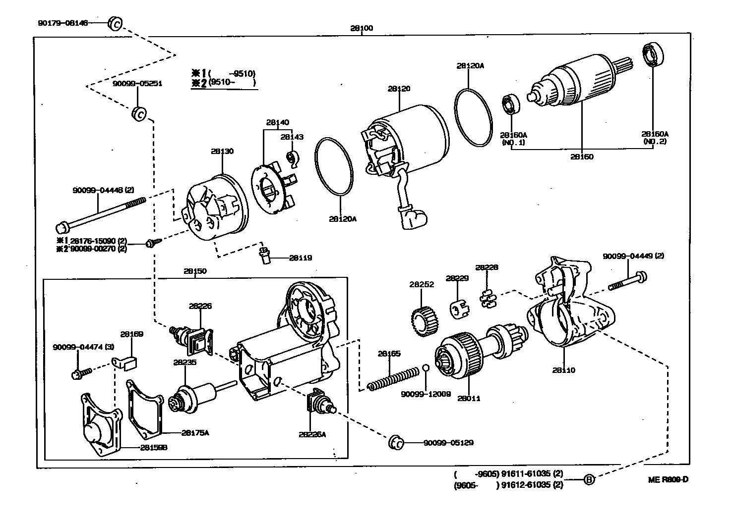 Toyota CAMRY 起动机 EPC diagram — MER809D