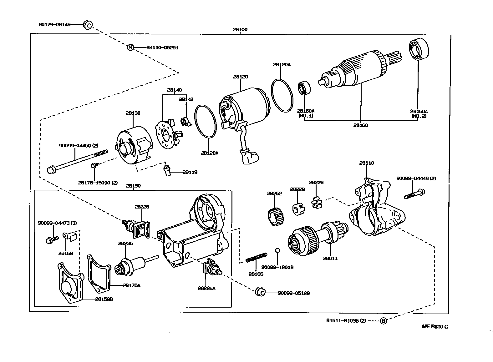 Toyota CAMRY 起动机 EPC diagram — MER810C