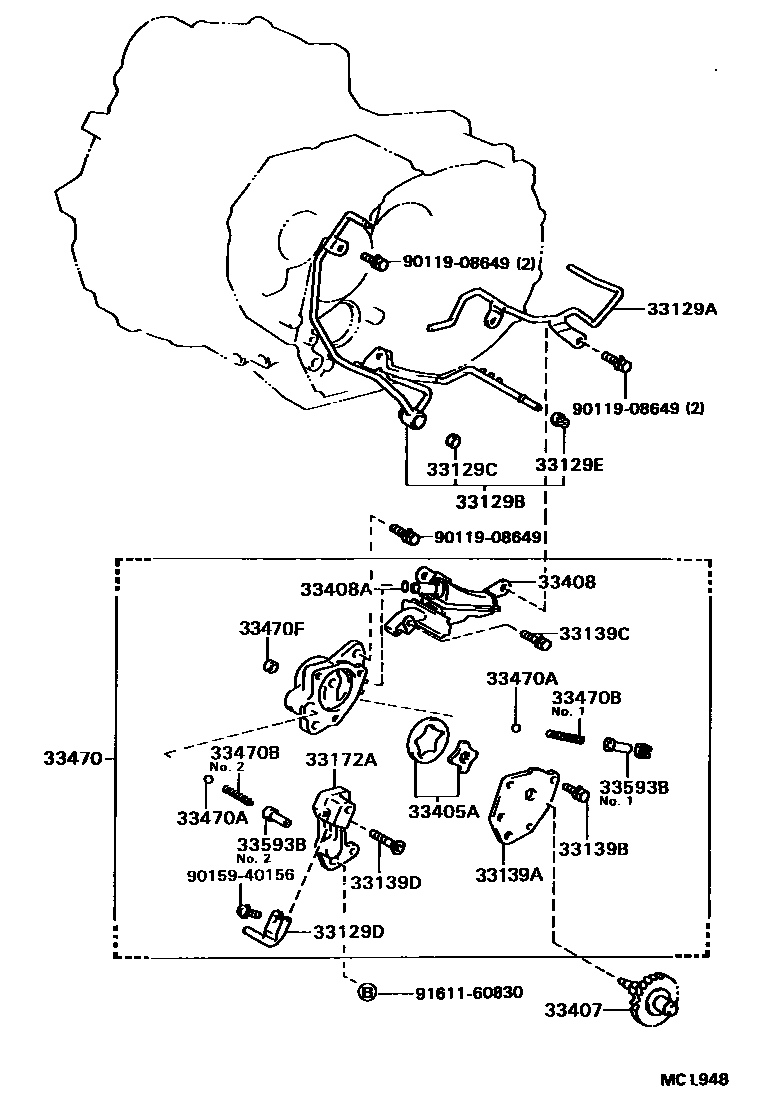 Toyota CAMRY 油泵、油冷却器和配管(MTM) EPC diagram — MCL948
