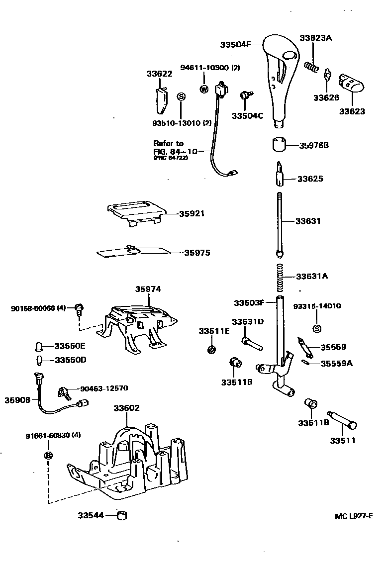 Toyota CAMRY Shift Lever & Retainer EPC diagram — MCL927E
