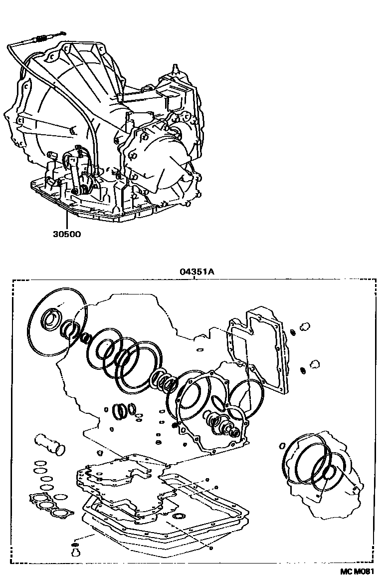 Toyota CAMRY 传动桥或变速器总成和衬垫组件(ATM) EPC diagram — MCM081