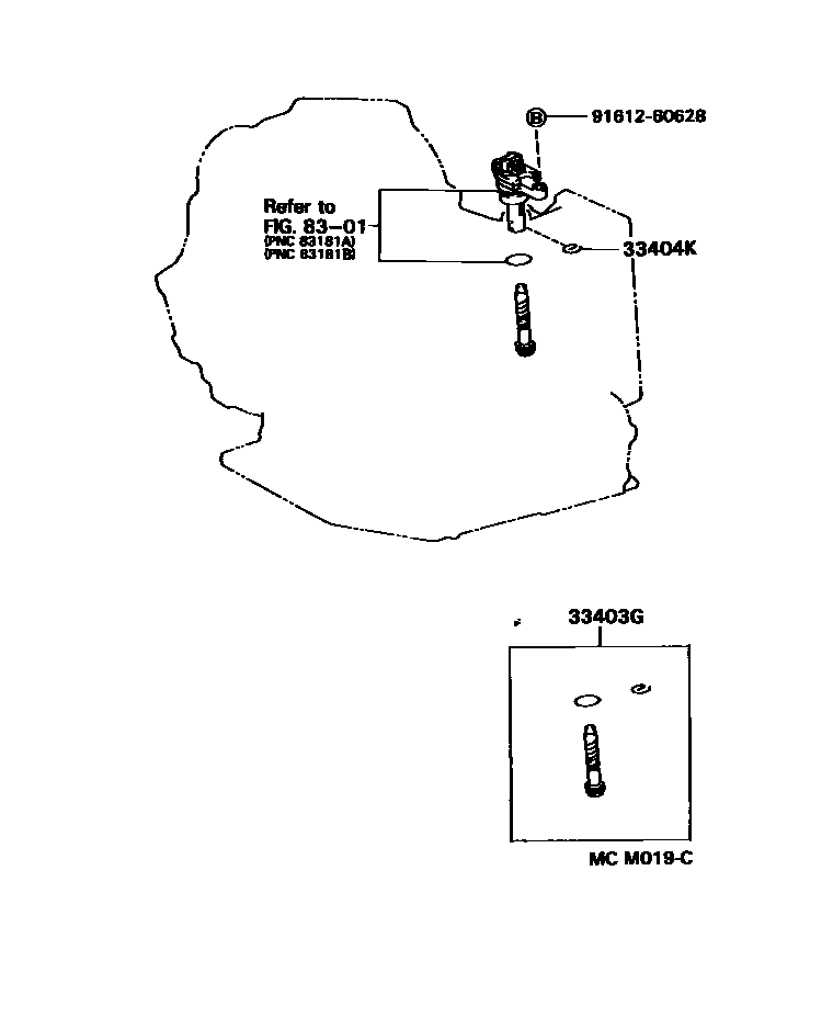 Toyota CAMRY 速度表从动齿轮(ATM) EPC diagram — MCM019C