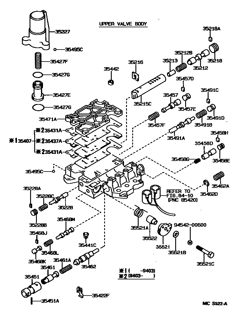 Toyota CAMRY 阀体和滤油网(ATM) EPC diagram — MCS522A