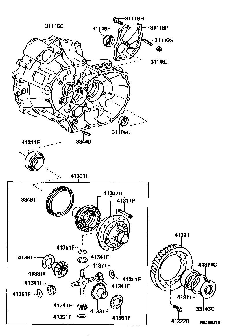 Toyota CAMRY 前桥壳和差速器 EPC diagram — MCM013