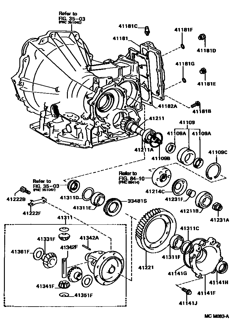 Toyota CAMRY 前桥壳和差速器 EPC diagram — MCM083A