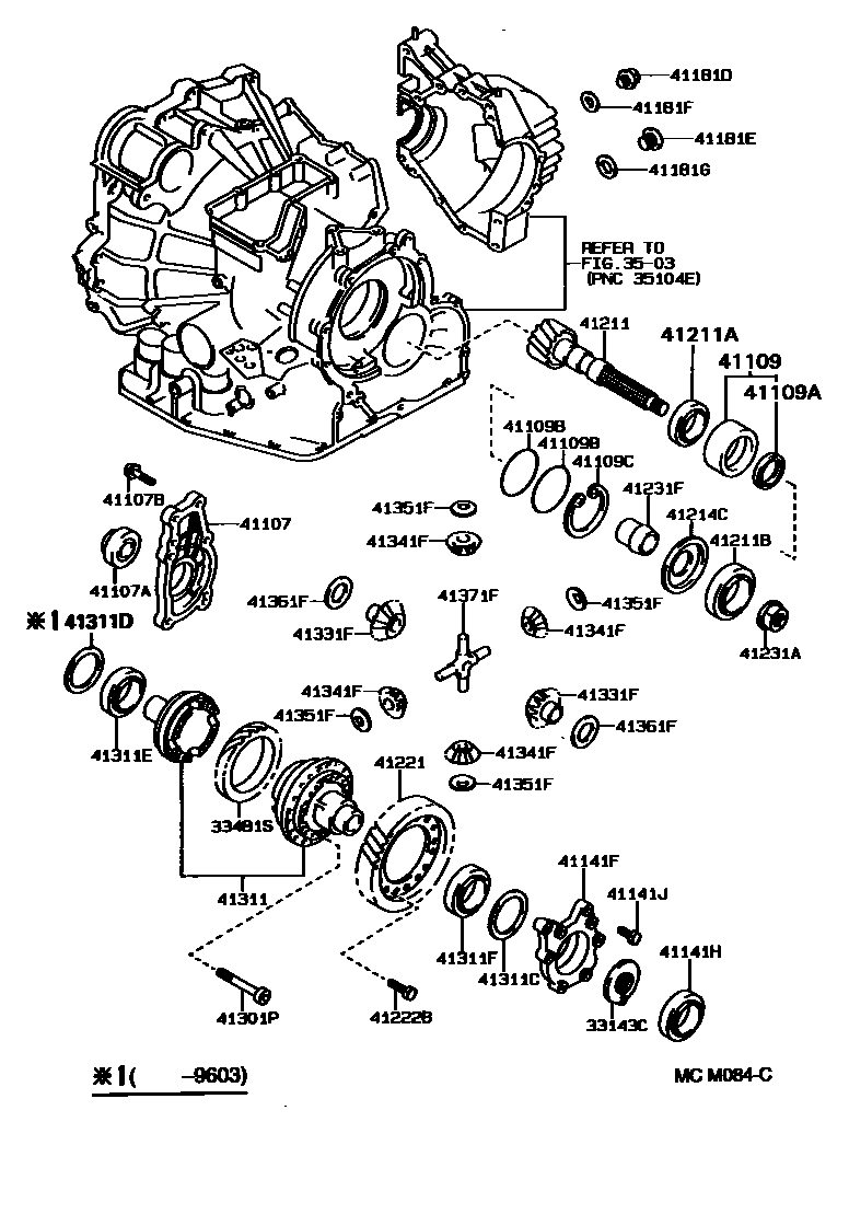 Toyota CAMRY 前桥壳和差速器 EPC diagram — MCM084C