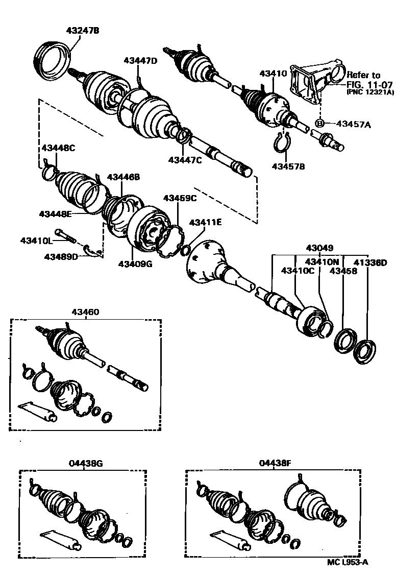 Toyota CAMRY Front Drive Shaft EPC diagram — MCL953A