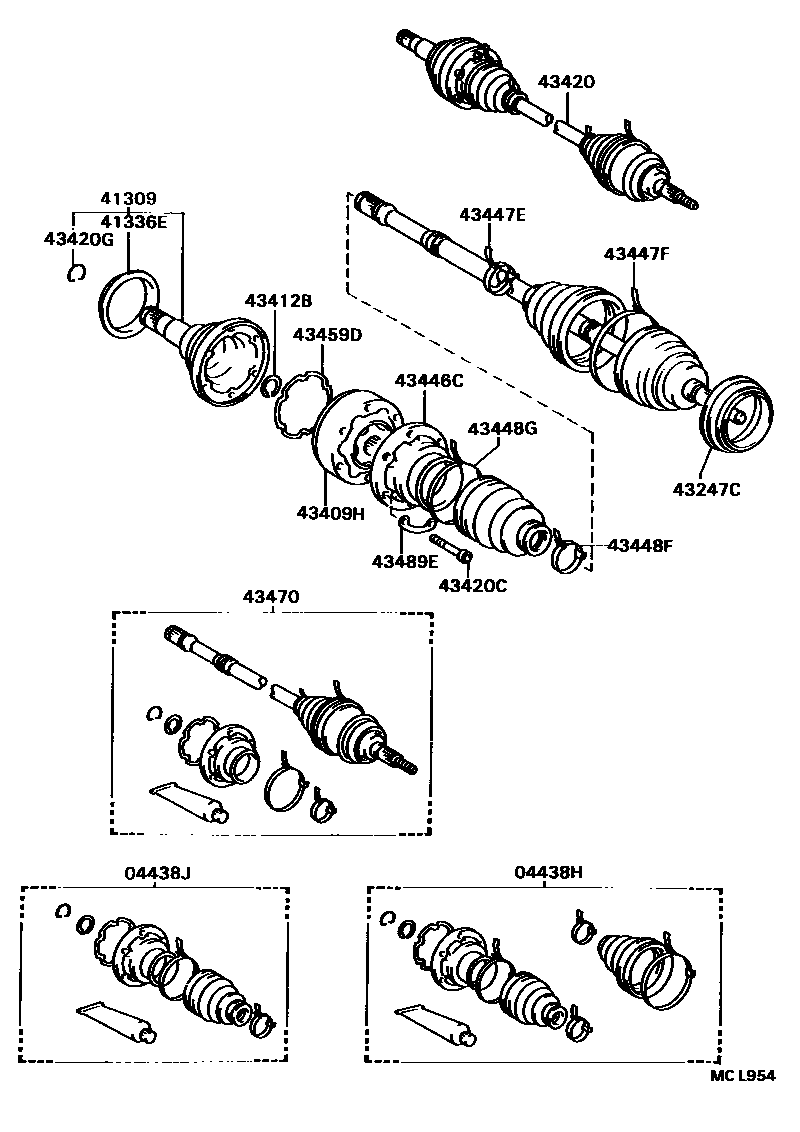 Toyota CAMRY Front Drive Shaft EPC diagram — MCL954